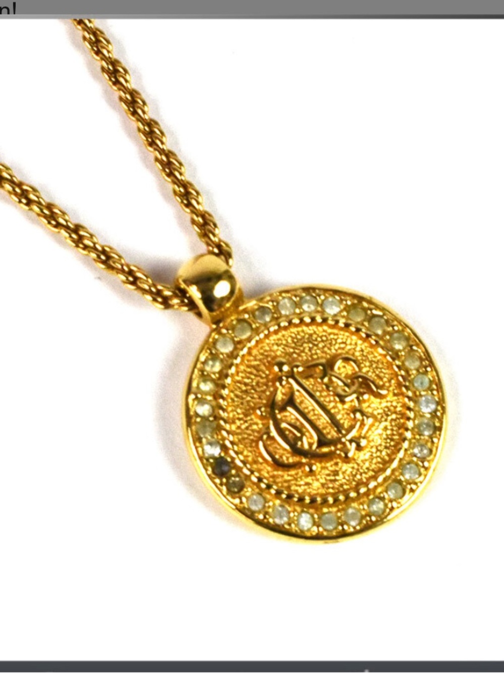 Dior Gold-Tone Emblem Coin Pendant Necklace - Picture 2 of 7